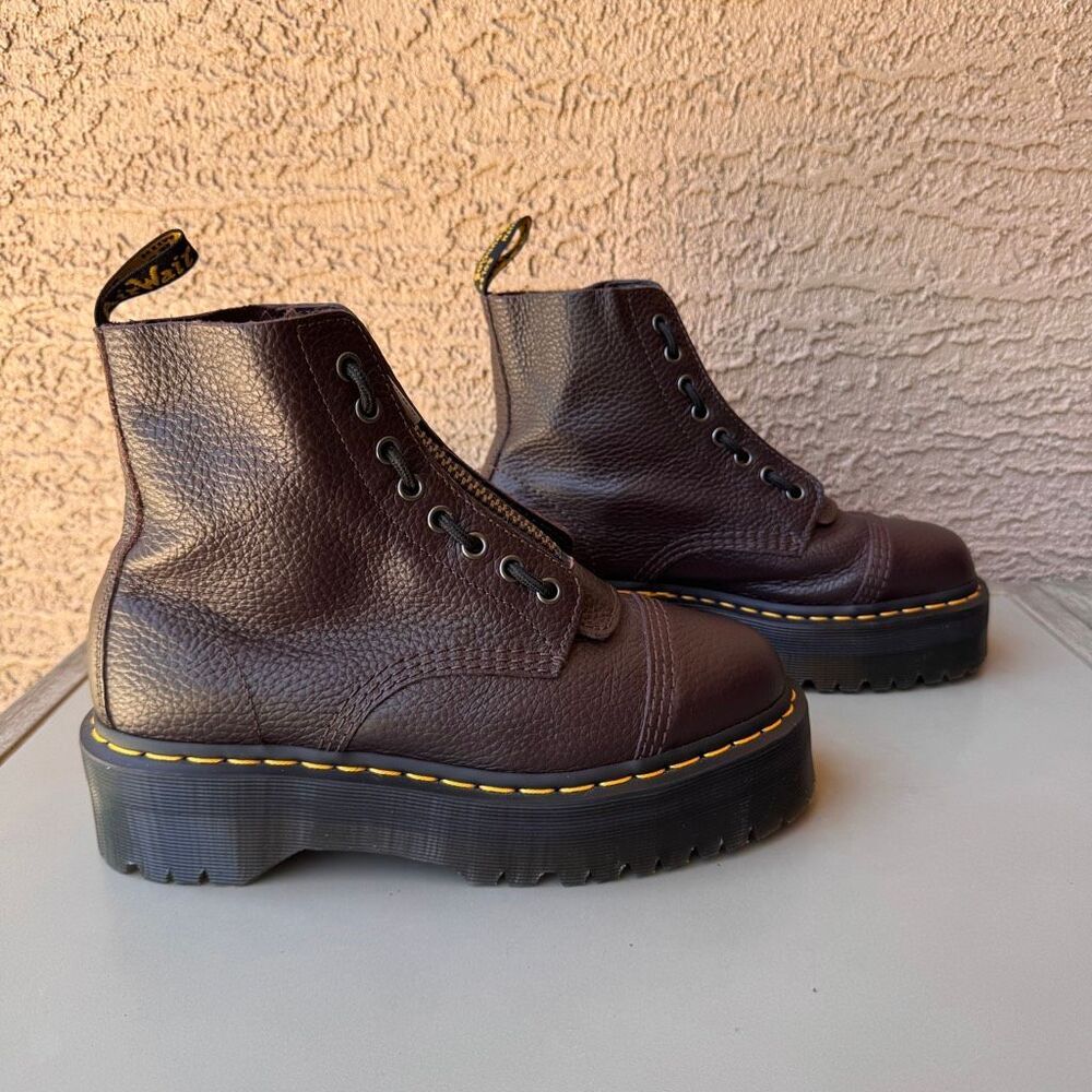 Dr. Martens Sinclair Boot Women 8US/39EU Dark Brown Milled Napa Leather Platform - Picture 3 of 14